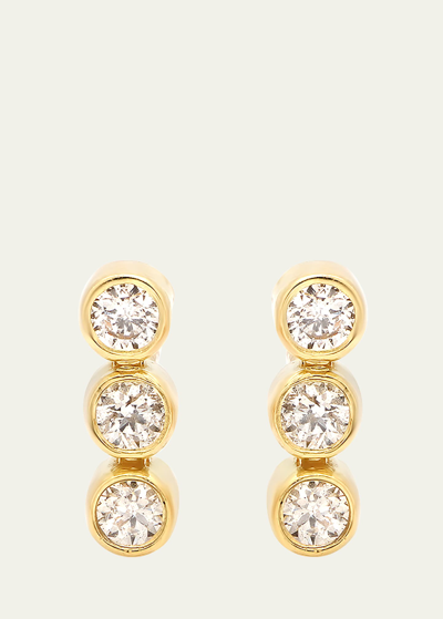 Jennifer Meyer 18k Gold Three Bezel-set Drop Earrings In Ylwgold