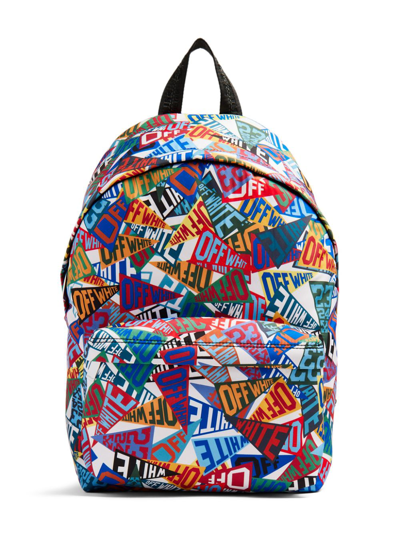 Off-white Kids' Logo-print Zipped Backpack In Multicolour