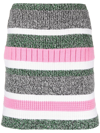 Barrie Stripe-pattern Cashmere Straight Skirt In Green