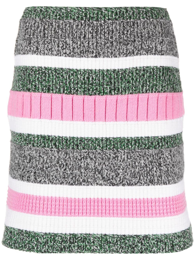 BARRIE STRIPE-PATTERN CASHMERE STRAIGHT SKIRT