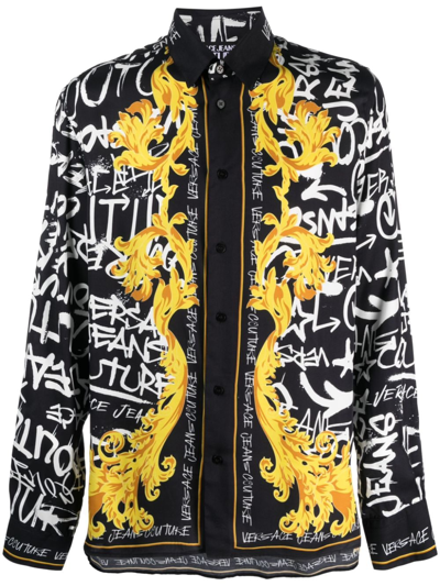 Versace Jeans Couture Logo-print Long-sleeve Shirt In Black