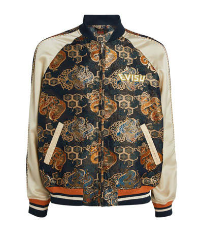 Evisu Brocade Bomber Jacket In Navy