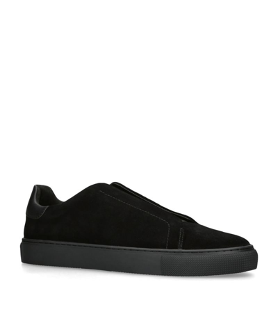 Kurt Geiger London Mens Black Lennon Slip-on Suede Low-top Trainers