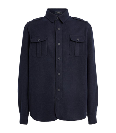 Sease Men's Classic Wool-nylon Blend Overshirt In Midnight Blue