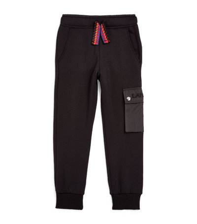 Lanvin Enfant Kids' Logo-embroidered Cotton Track Trousers In Black