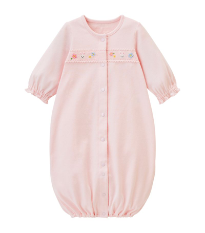 Miki House Cotton Playsuit (0-3 Months) In Pink