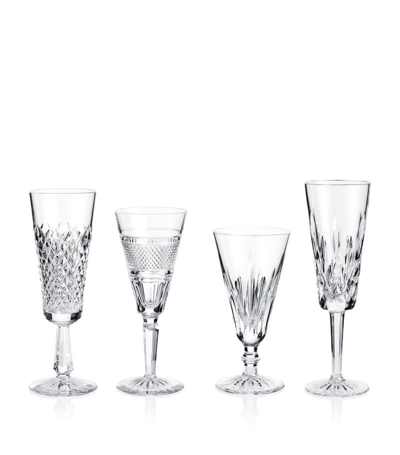 Waterford Set Of 4 Crystal Heritage Mastercraft Mixed Champagne Flutes In Clear