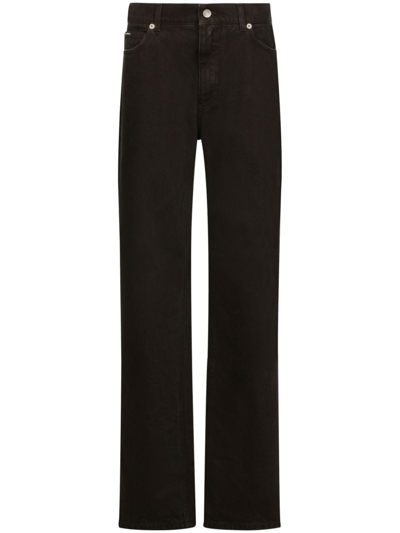 Dolce & Gabbana High-rise Straight-leg Jeans In Black