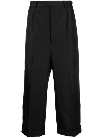 Comme Des Garçons Homme Deux Tapered Cropped-leg Trousers In Black