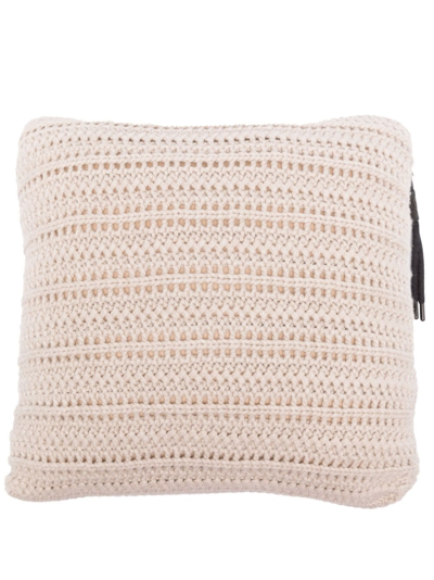 Brunello Cucinelli Crochet-knit Cashmere Cushion In Neutral