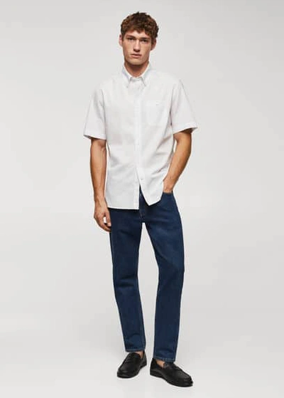 Mango Man 100% Cotton Short-sleeved Shirt White