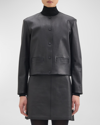 Theory Nappa Leather Straight Crop Jacket In Blk