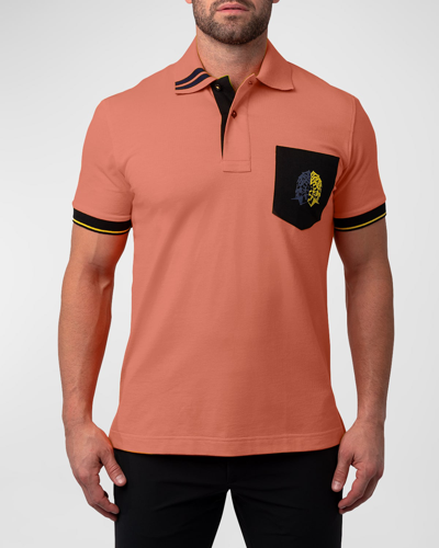 Maceoo Mozartclasstip Regular Fit Egyptian Cotton Polo In Orange