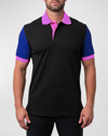 Maceoo Mozart Regular Fit Colorblock Egyptian Cotton Button-up Polo In Black