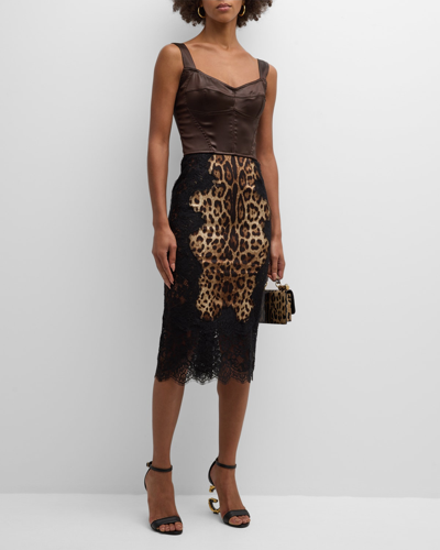 Dolce & Gabbana Sleeveless Crop Bustier Blouse In Dark Brown