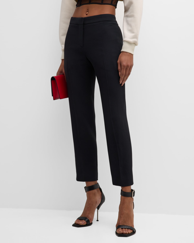 Alexander Mcqueen Sustainable Leaf Crepe Straight-leg Ankle Cigarette Trousers In Black