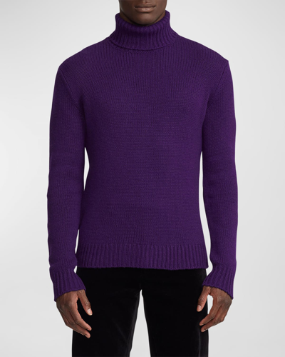 Ralph Lauren Purple Label Men's Cashmere Turtleneck Sweater In Zermatt Purple