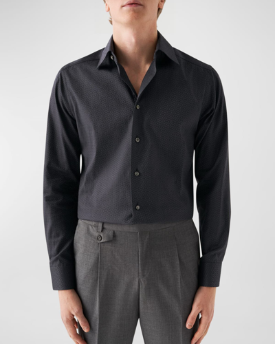 Eton Men's Slim Fit Cotton Twill Dress Shirt In Black