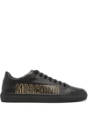 MOSCHINO LOGO-DEBOSSED LEATHER SNEAKERS