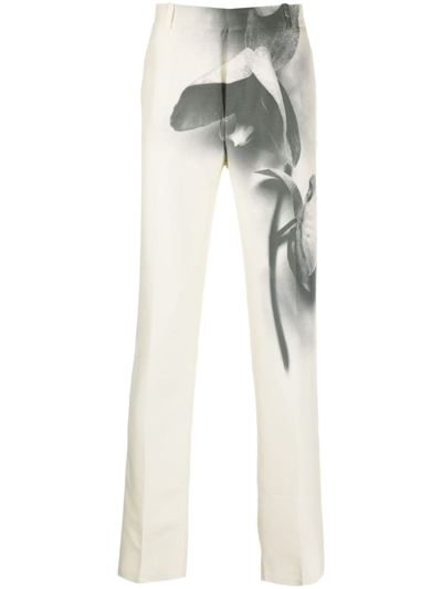 Alexander Mcqueen Orchid Cigarette Trousers In Putty/black