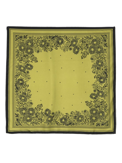 Destin Silky Floral-jacquard Scarf In Green