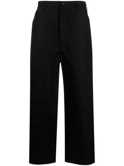 Comme Des Garçons Homme Deux Cropped Cotton Trousers In Black