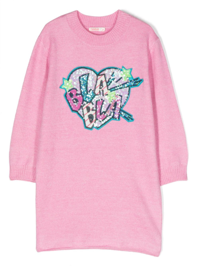 Billieblush Kids' Sequin-embellished Knitted Dress In Pink
