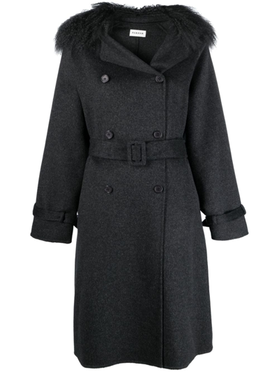 P.a.r.o.s.h Double-breasted Wool Trench Coat In Gris