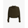 Allsaints Womens Olive Green Ridley Cropped Wool And Cashmere-blend Jumper