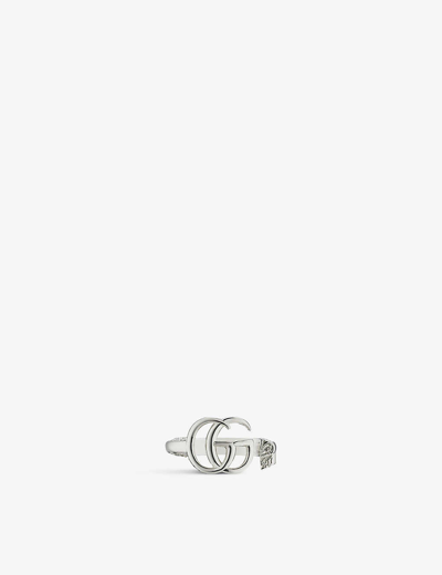 Gucci Womens Silver Gg Marmont Sterling-silver Ring