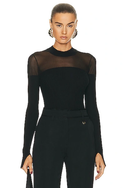 Wolford X Simkhai Contoured Rib Long Sleeve Top In Black