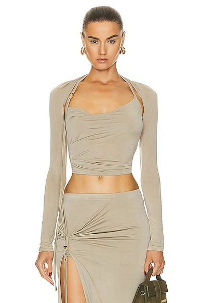 Jacquemus Le Haut Peplo Top In Neutrals