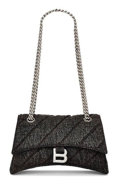 Balenciaga Small Crush Chain Bag In Charcoal Black