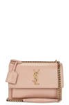Saint Laurent Sunset Medium Leather Shoulder Bag In Rosy Sand