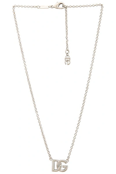 Dolce & Gabbana Logo-pendant Necklace In Silver