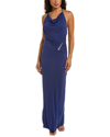 Halston Christina Open Back Matte Jersey Sheath Gown In Purple