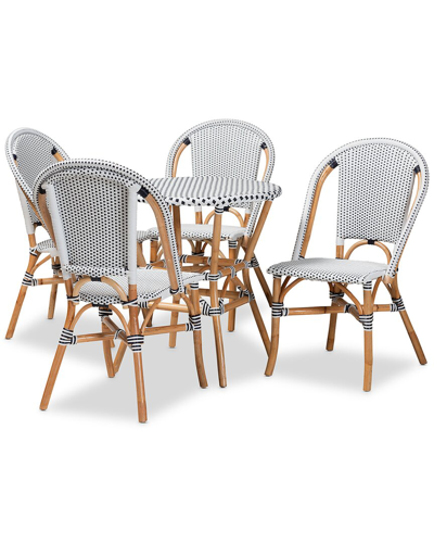 Baxton Studio Genica Classic French Waeving And Rattan 5-piece Dining Chair Set In Black