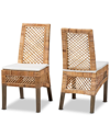 Baxton Studio Argos Modern Bohemian Rattan 2-piece Dining Chair Set In White