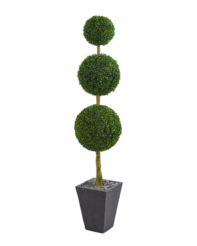 Nearly Natural 6ft Boxwood Triple Ball Topiary Artificial Tree In Green
