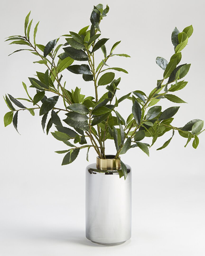D&w Silks , Inc Bay Leaf Branches In Large Smoked Glass Vase
