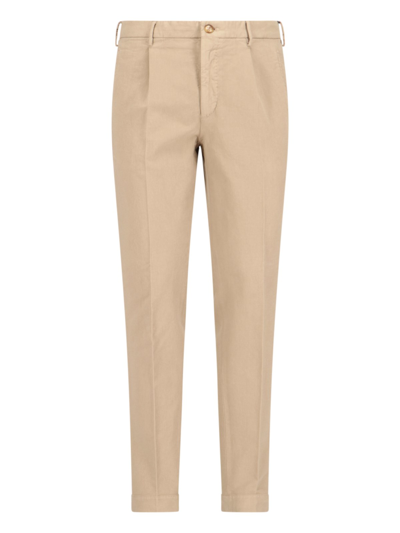 Incotex Straight-leg Cotton Trousers In Beige