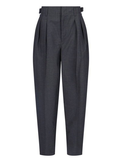 Lemaire Gray Pleated Trousers In Black  