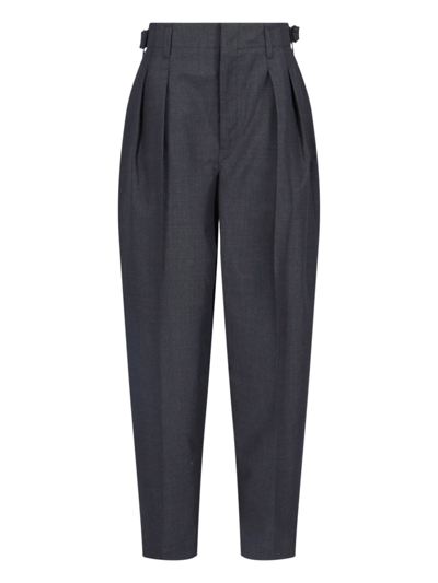 Lemaire Gray Pleated Trousers In Bk997 Caviar