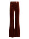 Etro Velvet Trousers With Elasticized High Waist In Brown