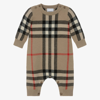 BURBERRY BEIGE CHECK WOOL & CASHMERE BABY ROMPER