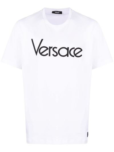 Versace Tribute` Embroidery T-shirt In White