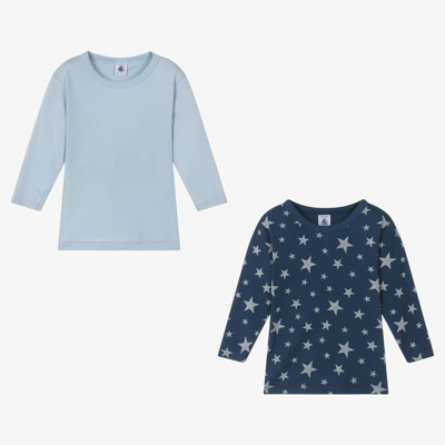 Petit Bateau Kids' Boys Blue Organic Cotton Tops (2 Pack)