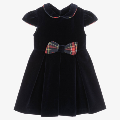 Lapin House Kids' Girls Navy Blue Velvet Dress