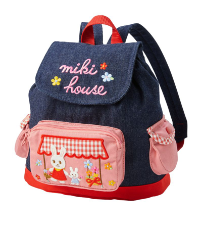 Miki House Kids' Embroidered Backpack In Navy