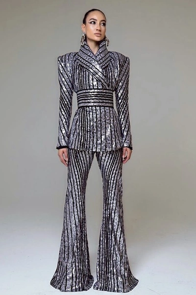 Marc Bouwer Striped Power Suit In Multi